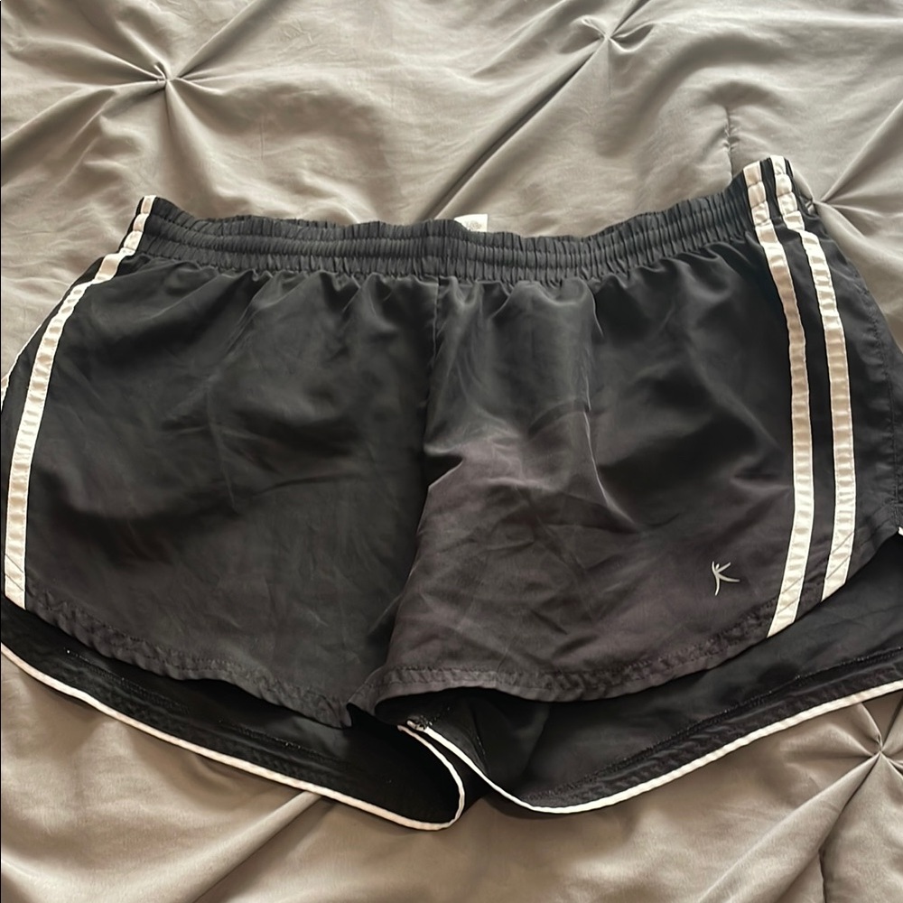 Danskin Black Women's Athletic Shorts with White Stripes
